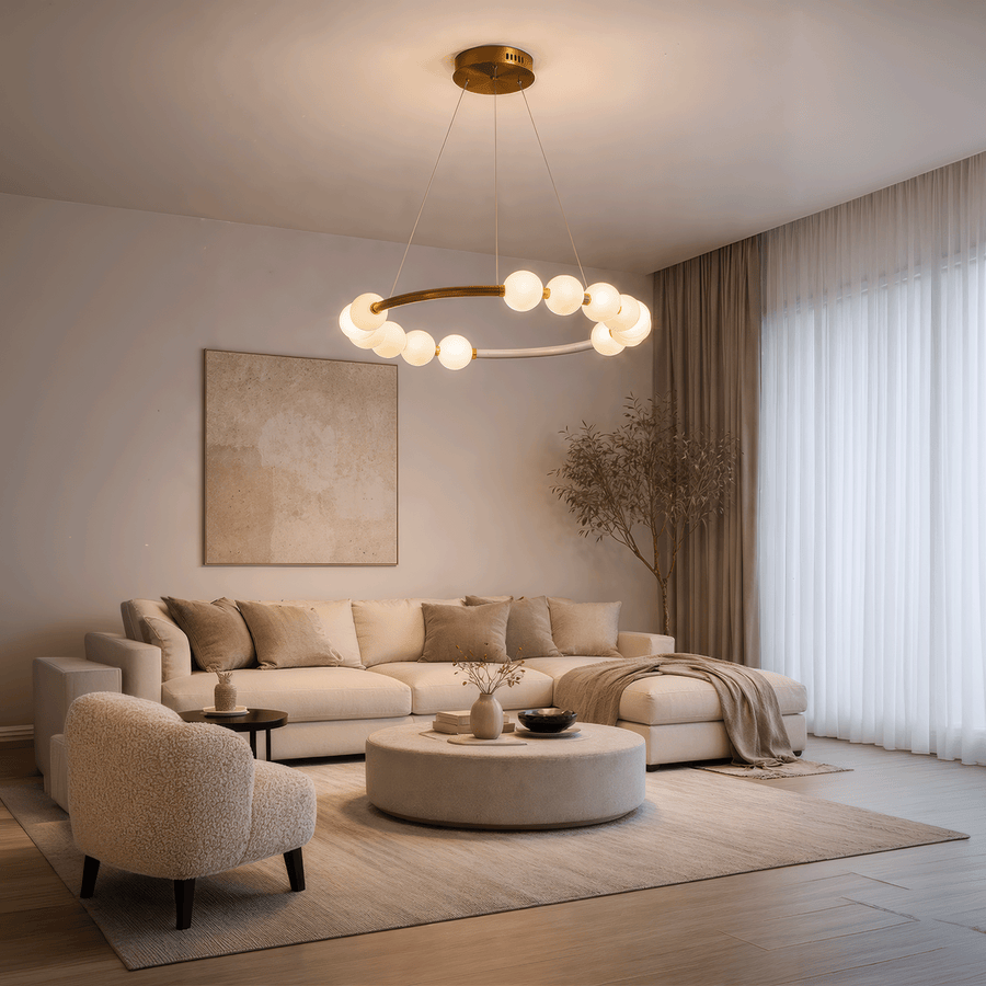 Nova 57W Ακρυλικός LED Κρεμαστός Πολυέλαιος με Τηλεχειριστήριο, Ρυθμιζόμενο, 3000K/4000K/6000K, Χρυσό, Μέταλλο και Ακρυλικό