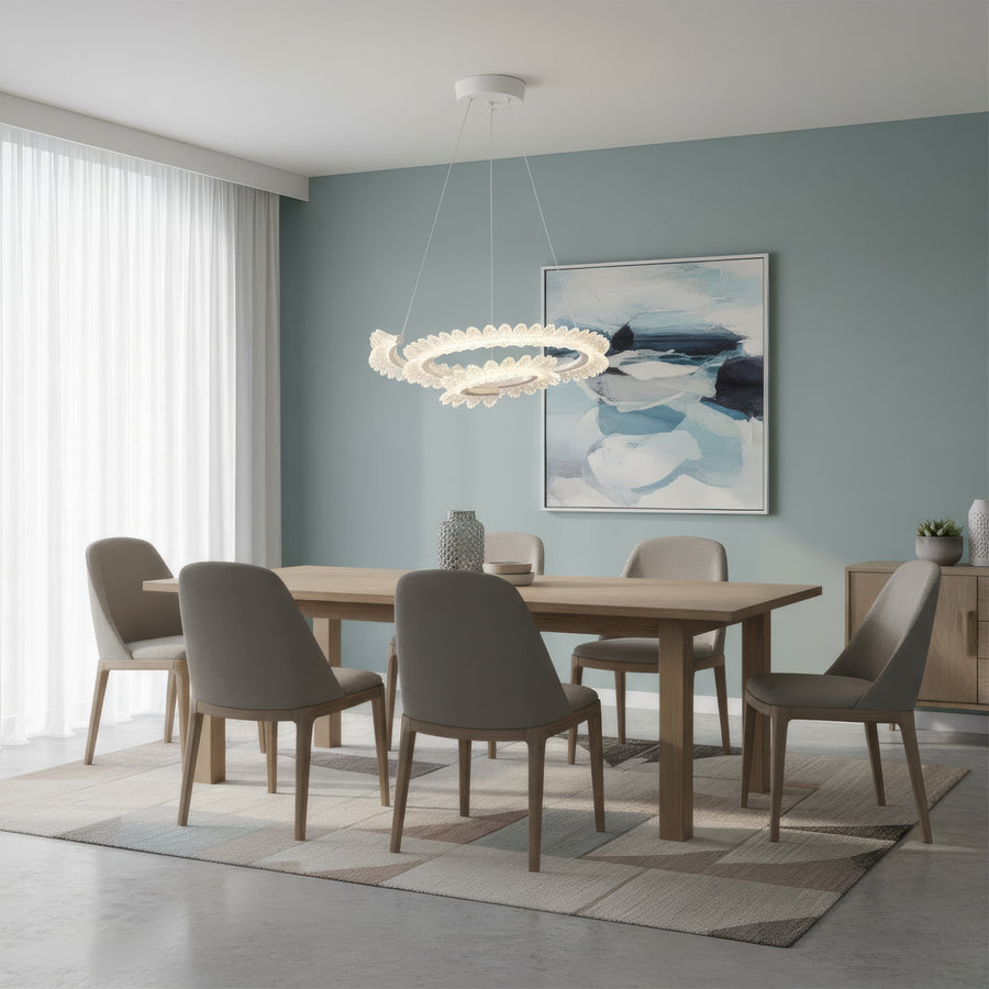 Πολυέλαιος LED LT188WH, Κρύσταλλο και μέταλλο, 40W, Ρυθμιζόμενο, Ρυθμιζόμενο ύψος, Κρύο/Ζεστό/Ουδέτερο φως, Πολυτελής Φωτισμός