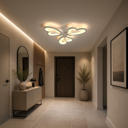 Πολυέλαιος LED με τηλεχειριστήριο BLOSSOM 43W, 3 Πέταλα, Κρύο/Ζεστό/Ουδέτερο φως, Ρυθμιζόμενο, Λευκό