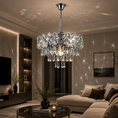 Κρυστάλλινος πολυέλαιος WINDSOR Nobile 5xE14, Διάμετρος 39cm, Γυαλιστερό χρώμιο, Ρυθμιζόμενο ύψος