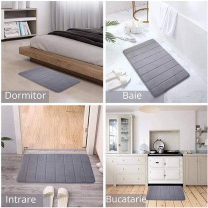 Σετ 3 Χαλάκια Μπάνιου, 50x40 cm, Μπλε, Αντιολισθητικό