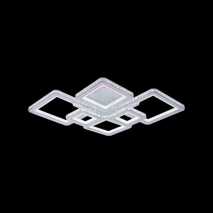 Πολυέλαιος LED με τηλεχειριστήριο και κρύσταλλο QUADRIS RGB 170W, 6 τετράγωνα, κρύο/θερμό/ουδέτερο φως, ρυθμιζόμενο, λευκό