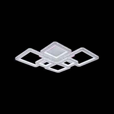 Πολυέλαιος LED με τηλεχειριστήριο και κρύσταλλο QUADRIS RGB 170W, 6 τετράγωνα, κρύο/θερμό/ουδέτερο φως, ρυθμιζόμενο, λευκό