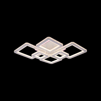 Πολυέλαιος LED με τηλεχειριστήριο και κρύσταλλο QUADRIS RGB 170W, 6 τετράγωνα, κρύο/θερμό/ουδέτερο φως, ρυθμιζόμενο, λευκό