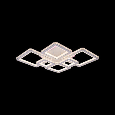 Πολυέλαιος LED με τηλεχειριστήριο και κρύσταλλο QUADRIS RGB 175W, 6 τετράγωνα, κρύο/θερμό/ουδέτερο φως, ρυθμιζόμενο, λευκό