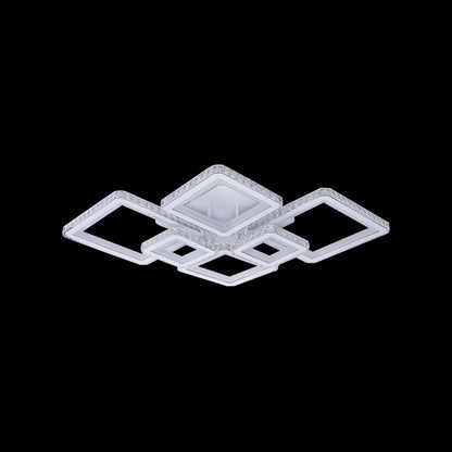 Πολυέλαιος LED με τηλεχειριστήριο και κρύσταλλο QUADRIS RGB 170W, 6 τετράγωνα, κρύο/θερμό/ουδέτερο φως, ρυθμιζόμενο, λευκό