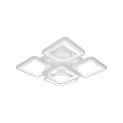 LED πολυέλαιος με τηλεχειριστήριο, Ζωή, 5 τετράγωνα, 96W, κρύο/ζεστό/ουδέτερο φως, ασταθές, λευκό