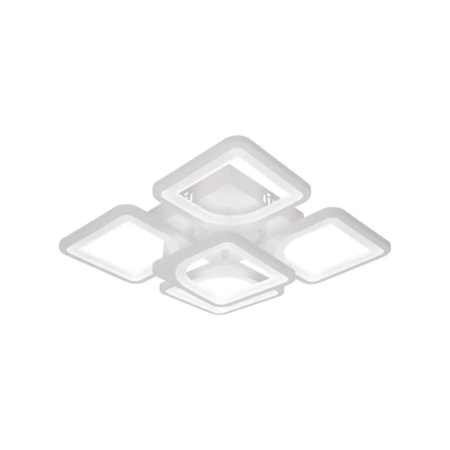 LED πολυέλαιος με τηλεχειριστήριο, Ζωή, 5 τετράγωνα, 96W, κρύο/ζεστό/ουδέτερο φως, ασταθές, λευκό