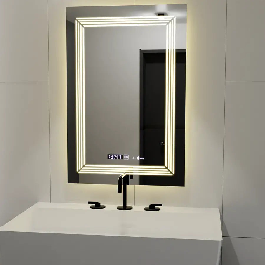 Mirror LED ορθογώνιο 60x80cm Venezia Sensor Motionglow Marcellow Dimable Clock Disrosting System