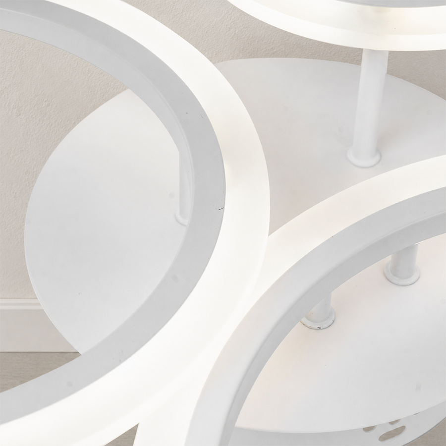 Πολυέλαιος LED με τηλεχειριστήριο BETTY 40W, 3 κύκλοι, κρύο/ζεστό/ουδέτερο φως, ρυθμιζόμενο, λευκό, μέταλλο και ακρυλικό