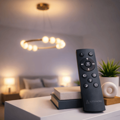 Nova 57W Ακρυλικός LED Κρεμαστός Πολυέλαιος με Τηλεχειριστήριο, Ρυθμιζόμενο, 3000K/4000K/6000K, Χρυσό, Μέταλλο και Ακρυλικό