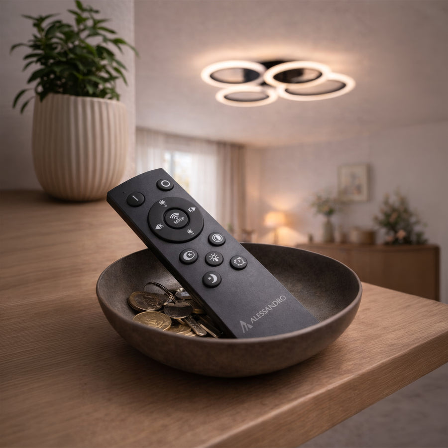 Πολυέλαιος LED με τηλεχειριστήριο BETTY 44W, 4 Κύκλοι, Κρύο/Ζεστό/Ουδέτερο φως, Ρυθμιζόμενο, Μαύρο