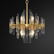 Crystal Chandelier CC850/480GD, 6xE14, 48X45cm, Ρυθμιζόμενο ύψος, Γυαλιστερό χρυσό, Ρυθμιζόμενο ύψος, Κομψή σχεδίαση, Μέταλλο και Κρύσταλλο