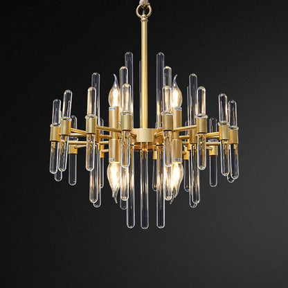 Crystal Chandelier CC850/480GD, 6xE14, 48X45cm, Ρυθμιζόμενο ύψος, Γυαλιστερό χρυσό, Ρυθμιζόμενο ύψος, Κομψή σχεδίαση, Μέταλλο και Κρύσταλλο