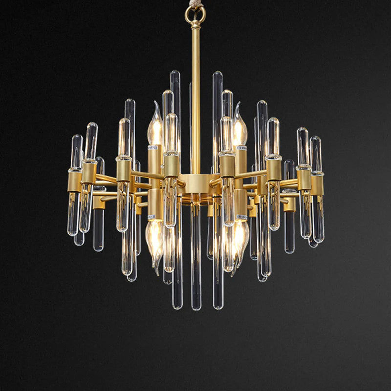 Crystal Chandelier CC850/480GD, 6xE14, 48X45cm, Ρυθμιζόμενο ύψος, Γυαλιστερό χρυσό, Ρυθμιζόμενο ύψος, Κομψή σχεδίαση, Μέταλλο και Κρύσταλλο