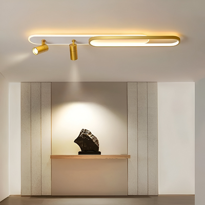 LED LED Filberto, 69W, κρύο/ζεστό φως/ουδέτερο ρυθμιζόμενο ακρυλικό προβολέα και λευκό και χρυσό μέταλλο