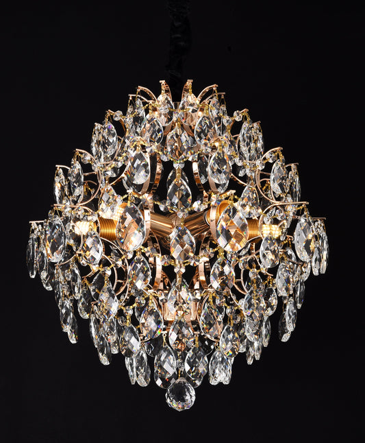 Crystal Chandelier CC9259/5FGD, 5x E14, Διάμετρος 40cm, Γυαλιστερό Χρυσό