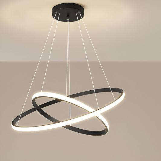 LED πολυέλαιος με τηλεχειριστήριο Ricci, 25W, 2 κύκλοι, κρύο/ζεστό/ουδέτερο φως, ασταθές, μαύρο