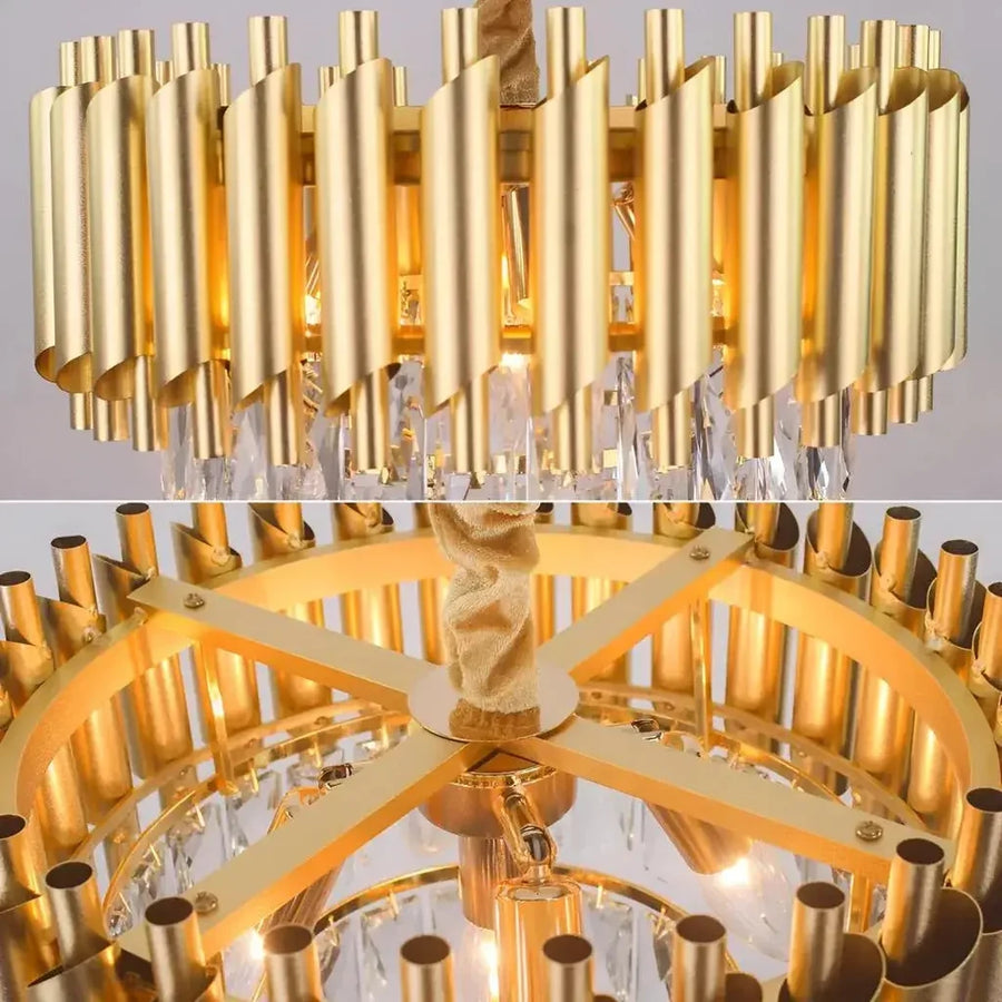 Crystal πολυέλαιο Βερσαλλιές ευγενή 5xe14, διάμετρο 40cm, χρυσό, ρυθμιζόμενο ύψος