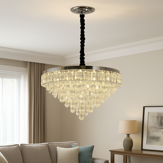 LED Crystal πολυέλαιος με τηλεχειριστήριο Austin 56W Dimable Silver