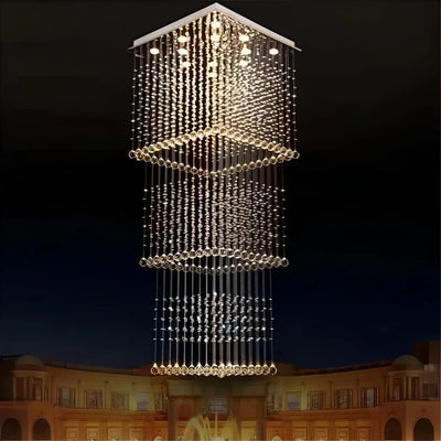 Πολυέλαιος LED Crystal 80W PALATINA Gold, Διάμετρος 50cm, Ύψος 200cm, Σκάλα Μοντέλο