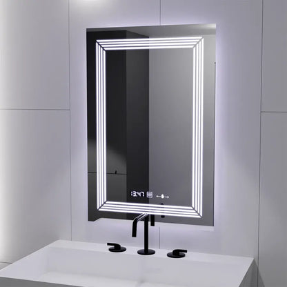 Mirror LED ορθογώνιο 60x80cm Venezia Sensor Motionglow Marcellow Dimable Clock Disrosting System