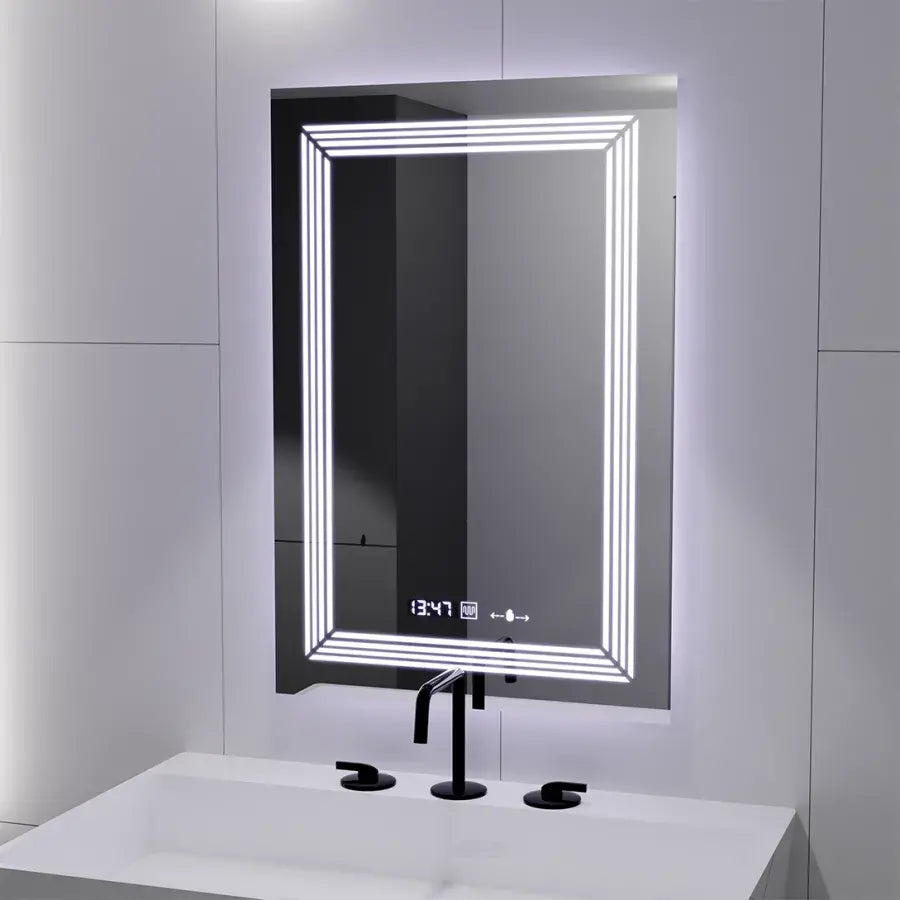 Mirror LED ορθογώνιο 60x80cm Venezia Sensor Motionglow Marcellow Dimable Clock Disrosting System