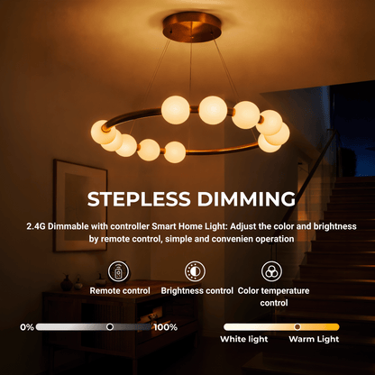 Nova 57W Ακρυλικός LED Κρεμαστός Πολυέλαιος με Τηλεχειριστήριο, Ρυθμιζόμενο, 3000K/4000K/6000K, Χρυσό, Μέταλλο και Ακρυλικό