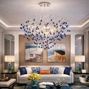 Crystal Chandelier CC335/600CH, 9x G9, Chrom and Blue Crystals, 60cm, Ρυθμιζόμενο Ύψος