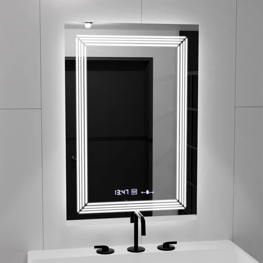 Mirror LED ορθογώνιο 60x80cm Venezia Sensor Motionglow Marcellow Dimable Clock Disrosting System