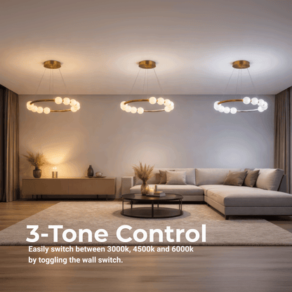 Nova 57W Ακρυλικός LED Κρεμαστός Πολυέλαιος με Τηλεχειριστήριο, Ρυθμιζόμενο, 3000K/4000K/6000K, Χρυσό, Μέταλλο και Ακρυλικό