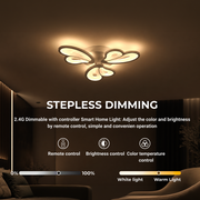Πολυέλαιος LED με τηλεχειριστήριο BLOSSOM 43W, 3 Πέταλα, Κρύο/Ζεστό/Ουδέτερο φως, Ρυθμιζόμενο, Λευκό