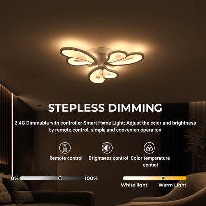 Πολυέλαιος LED με τηλεχειριστήριο BLOSSOM 43W, 3 Πέταλα, Κρύο/Ζεστό/Ουδέτερο φως, Ρυθμιζόμενο, Λευκό