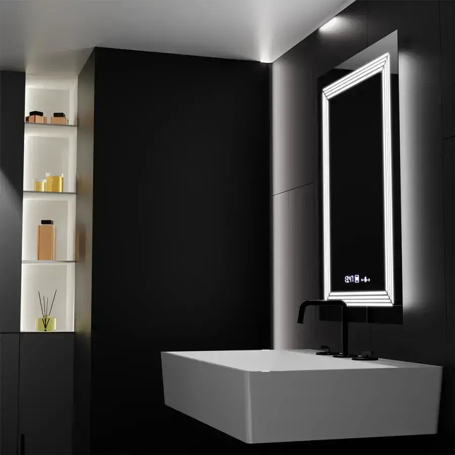 Mirror LED ορθογώνιο 60x80cm Venezia Sensor Motionglow Marcellow Dimable Clock Disrosting System