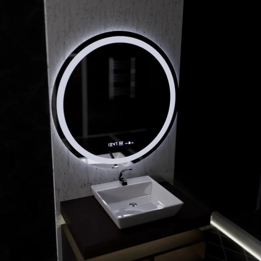 Στρογγυλός καθρέφτης LED 100cm Celeste Motionglow Marcello Dimable Clock Disrosting System