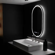 Oval LED Mirror 60x80cm Eminence Motionglow Marcellow Dimable Clock Disrosting System