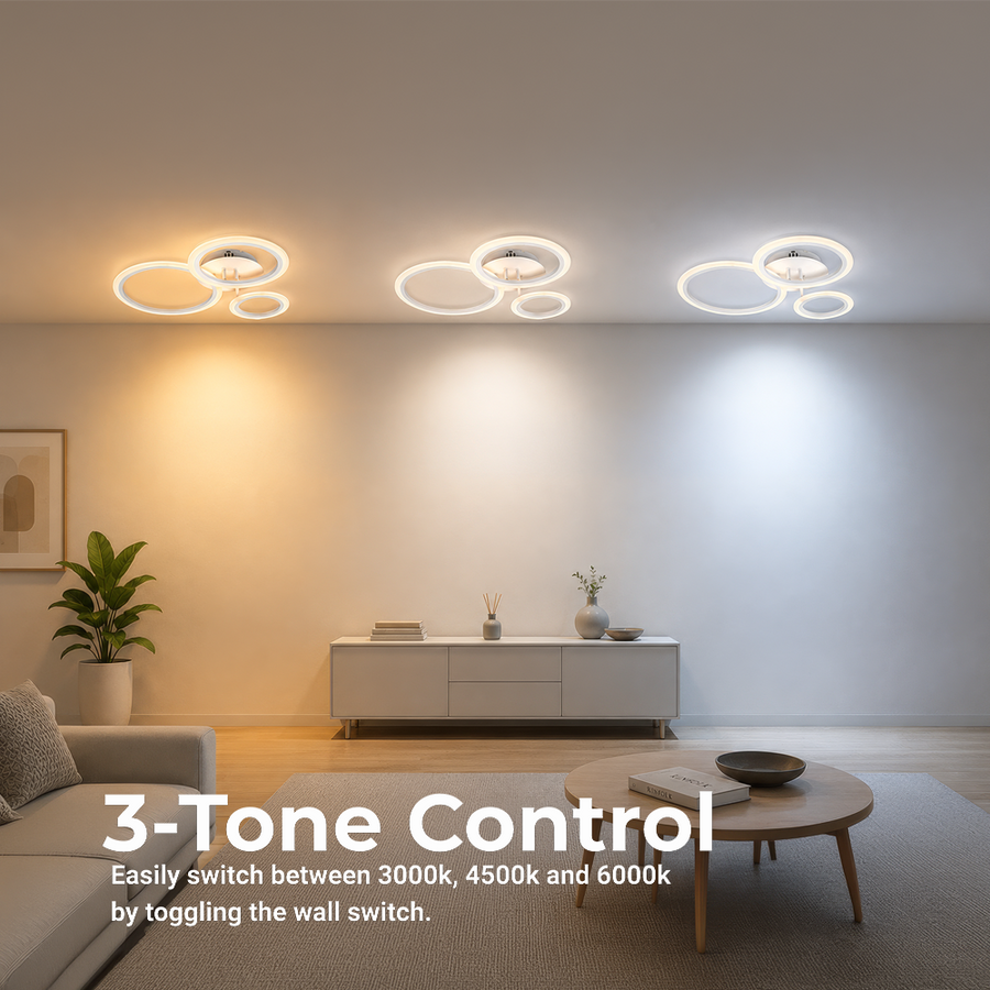 Πολυέλαιος LED με τηλεχειριστήριο BETTY 40W, 3 κύκλοι, κρύο/ζεστό/ουδέτερο φως, ρυθμιζόμενο, λευκό, μέταλλο και ακρυλικό