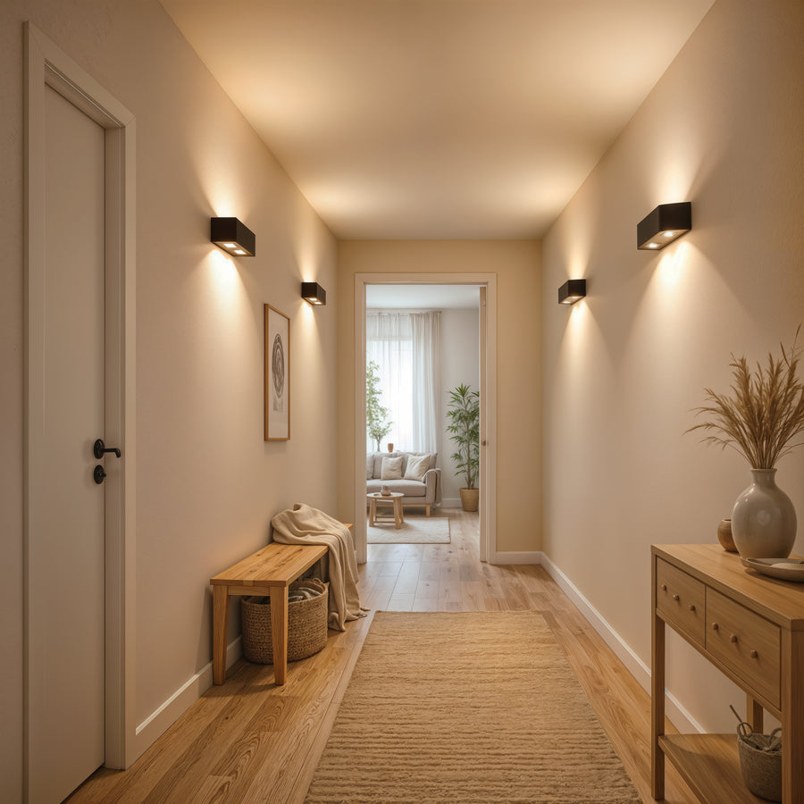 Ellis Εξωτερικό φως τοίχου LED, 6W, 6 πηγές φωτός, θερμό φως, μαύρο