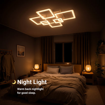 Πολυέλαιος LED με τηλεχειριστήριο ELLA 119W, 6 Τετράγωνα, Κρύο/Ζεστό/Ουδέτερο φως, Ρυθμιζόμενο, Λευκό