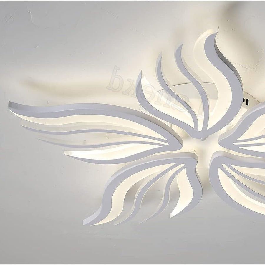 Πολυέλαιος LED με τηλεχειριστήριο SAKURA 60W, 5 πέταλα, Κρύο/Ζεστό/Ουδέτερο φως, Ρυθμιζόμενο, Λευκό
