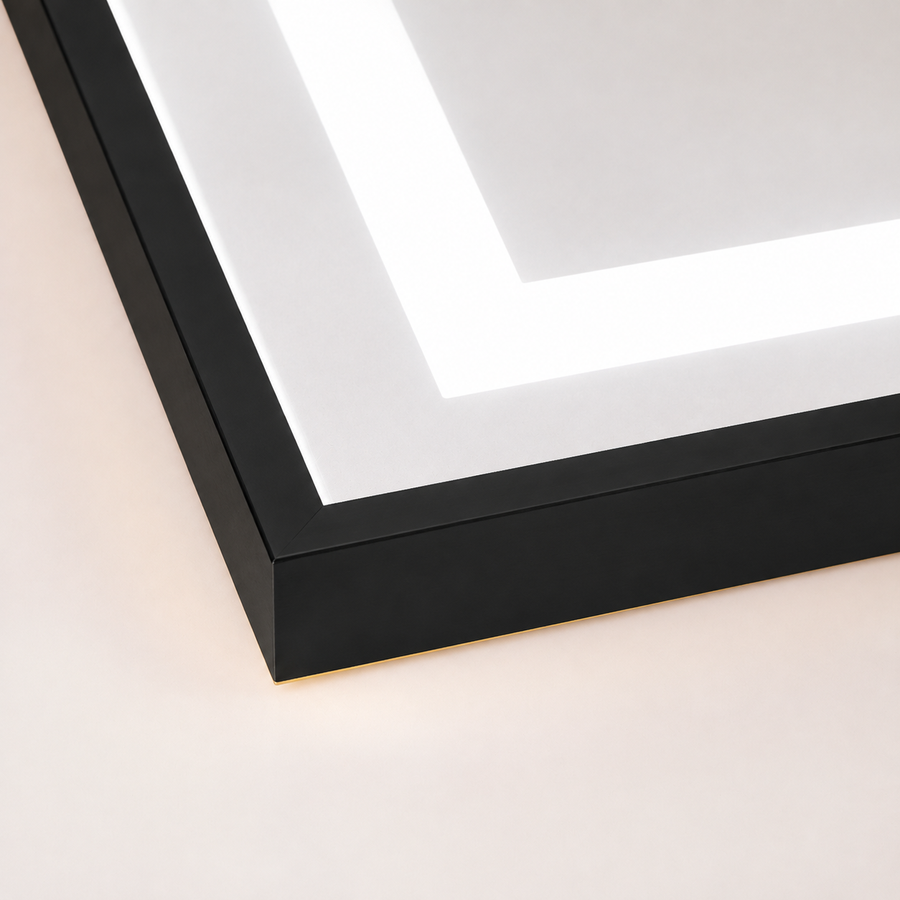 Ορθογώνιος καθρέφτης LED, Μαύρος σκελετός, 50x160cm, Ρυθμιζόμενος, Κρύο/Ζεστό/Ουδέτερο φως, Ραπτική ραπτικής