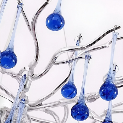 Crystal Chandelier CC335/600CH, 9x G9, Chrom and Blue Crystals, 60cm, Ρυθμιζόμενο Ύψος