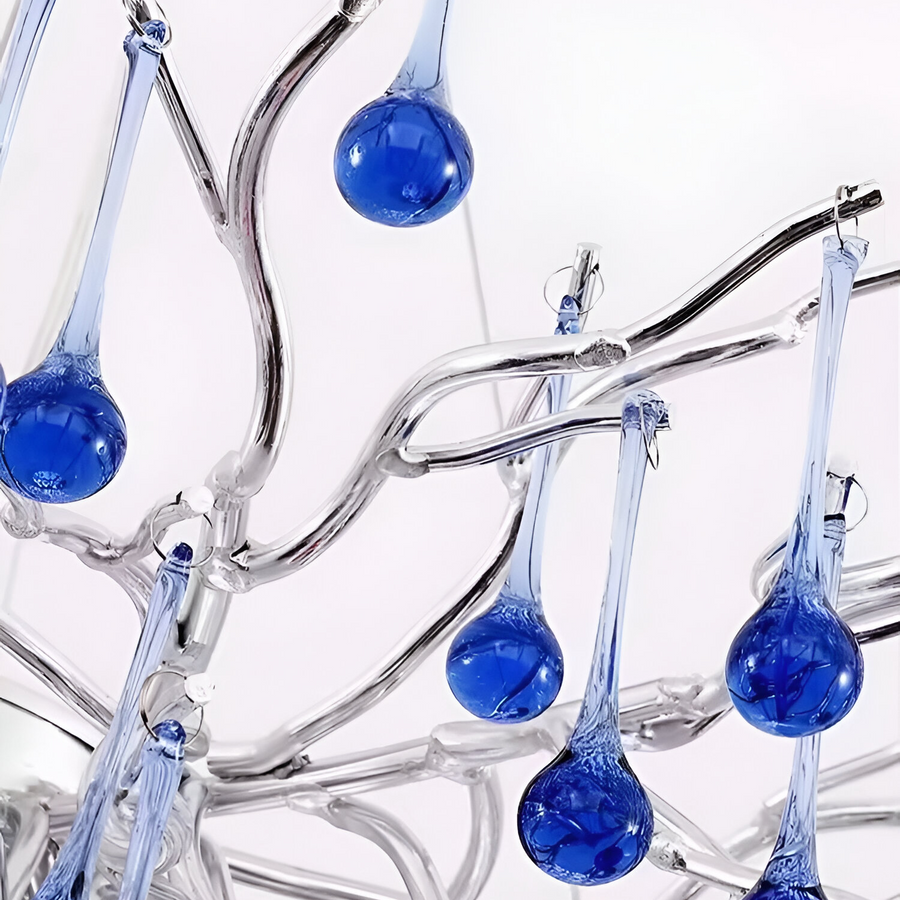 Crystal Chandelier CC335/600CH, 9x G9, Chrom and Blue Crystals, 60cm, Ρυθμιζόμενο Ύψος