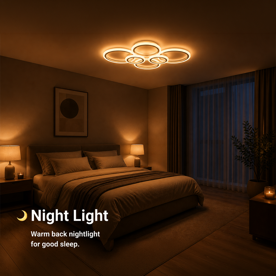 Πολυέλαιος LED με τηλεχειριστήριο BETTY 82W, 6 κύκλοι, κρύο/ζεστό/ουδέτερο φως, ρυθμιζόμενο, λευκό