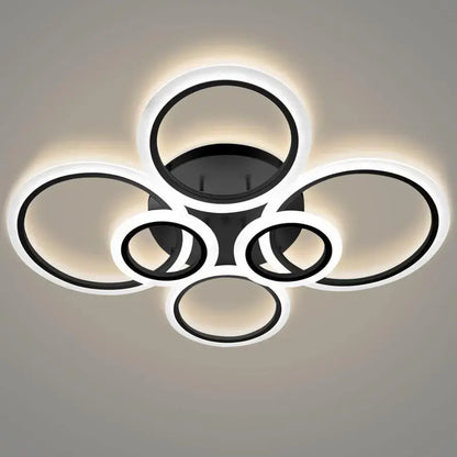 LED πολυέλαιος με τηλεχειριστήριο, Betty, 6 κύκλοι, 82W, κρύο/ζεστό/ουδέτερο φως, ασταθές, μαύρο