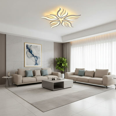 Πολυέλαιος LED με τηλεχειριστήριο SAKURA 60W, 5 πέταλα, Κρύο/Ζεστό/Ουδέτερο φως, Ρυθμιζόμενο, Λευκό