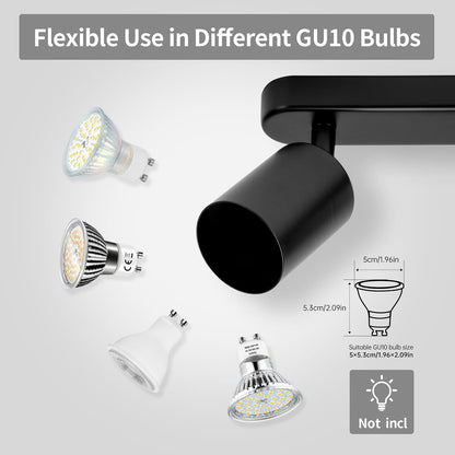 Μοντέρνος Κλασικός Πολυέλαιος, LC500/4BK με Γραμμικό Προβολέα, 4XGU10, Μεταλλικός, Μαύρος