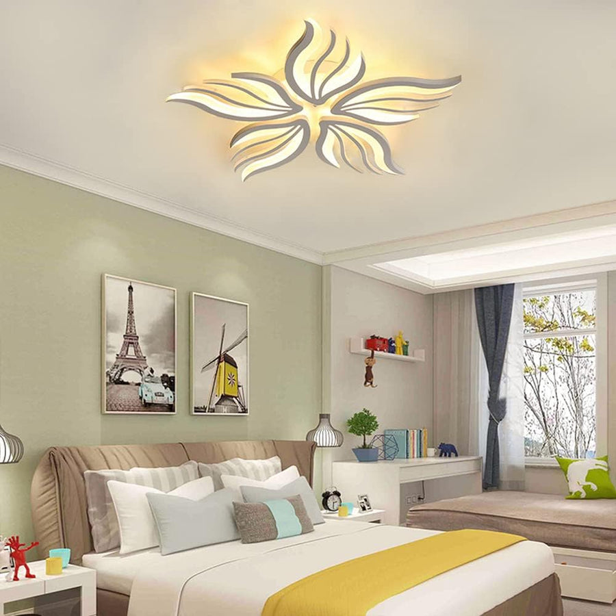 Πολυέλαιος LED με τηλεχειριστήριο SAKURA 60W, 5 πέταλα, Κρύο/Ζεστό/Ουδέτερο φως, Ρυθμιζόμενο, Λευκό