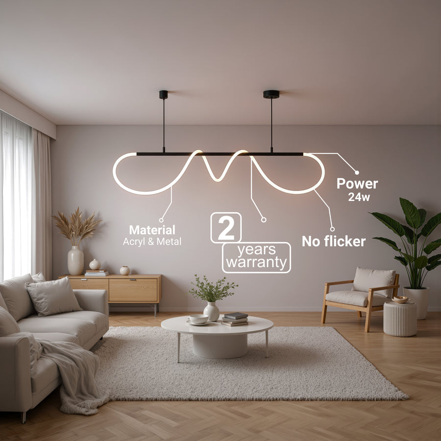 Πολυέλαιος DIVINO LED με εύκαμπτο σωλήνα σιλικόνης - 24W, ρυθμιζόμενο φως, ματ μαύρο