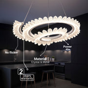 Πολυέλαιος LED LT188WH, Κρύσταλλο και μέταλλο, 40W, Ρυθμιζόμενο, Ρυθμιζόμενο ύψος, Κρύο/Ζεστό/Ουδέτερο φως, Πολυτελής Φωτισμός